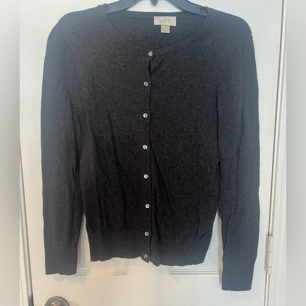 Loft charcoal gray cardigan GUC